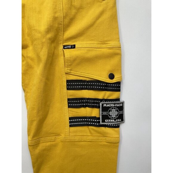 Guess Men’s Places+Faces Cargo Jeans Relaxed Fit Comfort Stretch Yellow Size 34 - Picture 6 of 12